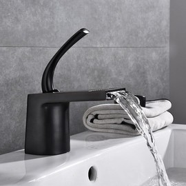 MGAYTYOAG Single Handle Basin Faucets Brass Black/Golden Bathroom Taps Water Sink Creative Deck Mounted Mixer Tapware for Bath