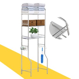 susunnus Over The Toilet Storage 3 Tier M | Bathroom Shelves Over Toilet | Freestanding Space Saver with Toilet Paper Holder | Stainless Steel, Pragmatic, Sturdy, Waterproof