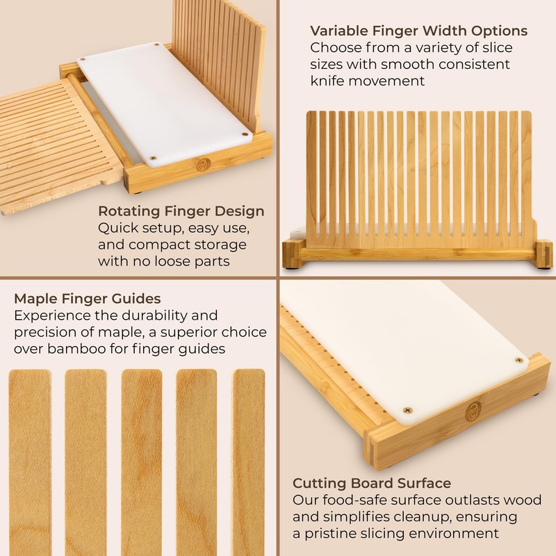 ABIOTO Bread Slicer for Homemade Bread - No Splinter with