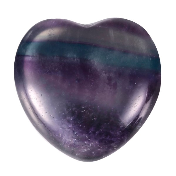 SUNYIK Natural Fluorite Carved Puff Heart Pocket Stone,Healing Palm Crystal Pack of 10(0.8")