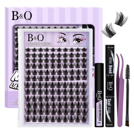 B&Q Kit de Pestañas Anime 8-18mm 120 Clústeres Extensión Gruesa y Rizada Estilo Manga con Efecto Spike Perfecto para Principiantes Uso En Casa o Profesional(kit-Anime 01)