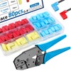 smseace 81pcs Right Angle Spade Connectors with Flag Terminal Crimper