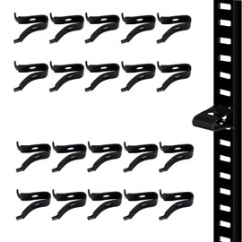 20Pcs Adjustable Cabinet Shelf Bracket Clips, Metal Shelf Bracket Clips, Shelf Pegs, Pilaster Shelf Support Clip, Heavy Duty Metal Shelving Brackets Clips for Kitchen Cabinet Bookcase (Black)