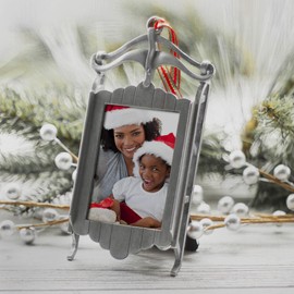 Pewter Sled Photo Ornament Picture Frame
