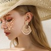 Beaded Imitation Pearl Tassel Statement Dangle Drop Earrings for Women