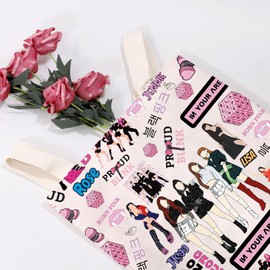 MEIKIUP K-Pop Girls Band Cosmetic Makeup Bag Blink Fans Gift K-pop Lover Gift K-pop BPink Fans Gift K-pop Merchandise (CA Area Tote Bag)