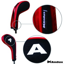 Andux Count Printed Golf Iron Covers with Zipper Long Neck 10pcs/set (Red/Black)