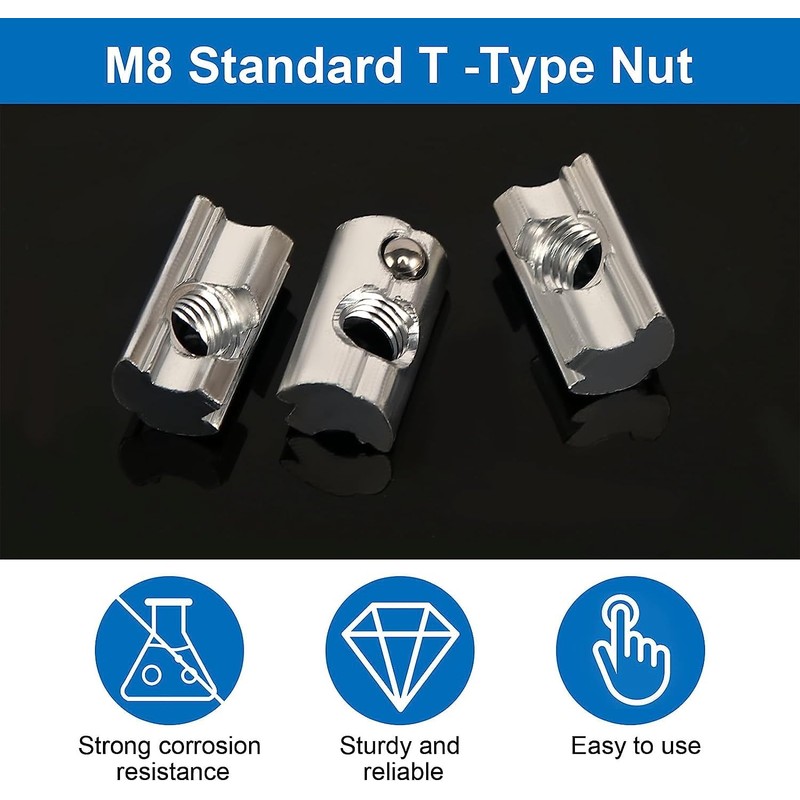 Pack of 20 T-Slot Nuts with Ball Nut 6, M6