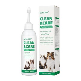 Pet Ear Rinse with Coconut Oil and Aloe Vera, Gentle Cleaning Solution for Dogs and Cats, 120ml