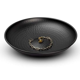 Monarch Rain Chains 15 inch Basin Hand Hammered Rain Chain Anchoring Basin Downspout Gutters for Outdoor Garden, Lawn and Patio Water Feature, 15 inch Diameter, Matte Black