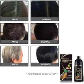 Negro- Shampoo Tinte Instantaneo Para Cabello Cubre Canas Natural Jengibre 500Ml - Champ Instant Hair Dye Color Para Teir El Cabello 3 En 1 Coloracin 
