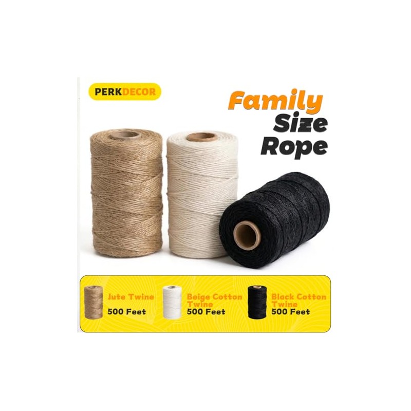 Natural Jute and Cotton Twine Bundle for Crafts and Home