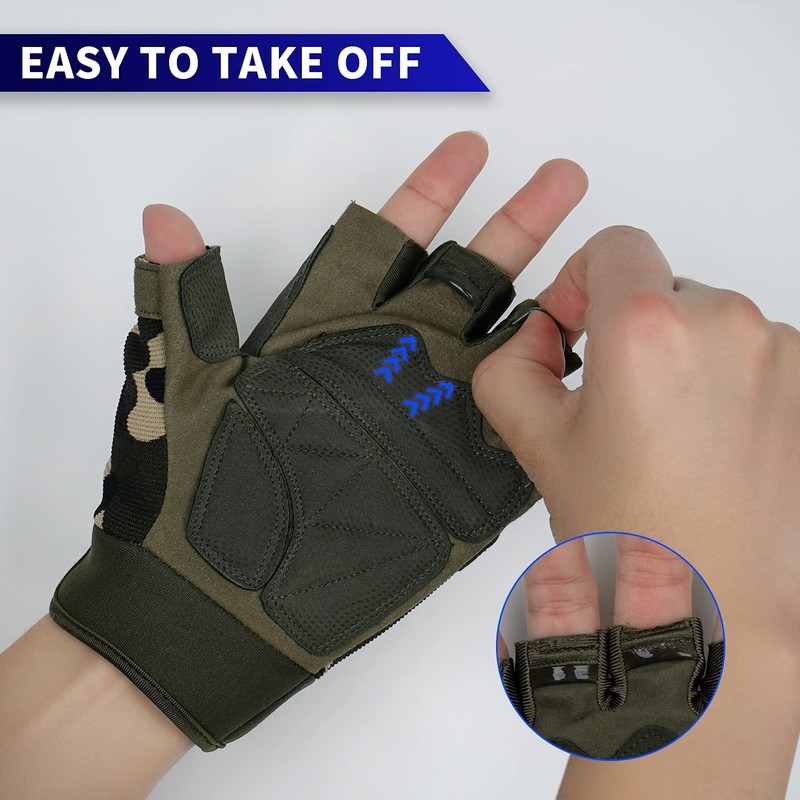 FIORETTO Fingerless Gloves for Airsoft Shooting Half Finger Hunting Hiking