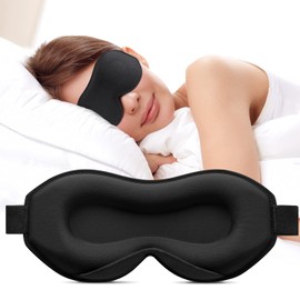 Umisleep Sleeping Mask for Side Sleepers, 3D Eye Sockets and Adjustable Elastic Band, Light Blocking and Breathable, Eye Mask for Men and Women, Suitable for Travel Yoga, Black
