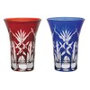 Edo Kiriko KY-7-8 Morning Glory Glasses, Pair of Four-Breasted Sword Yarai
