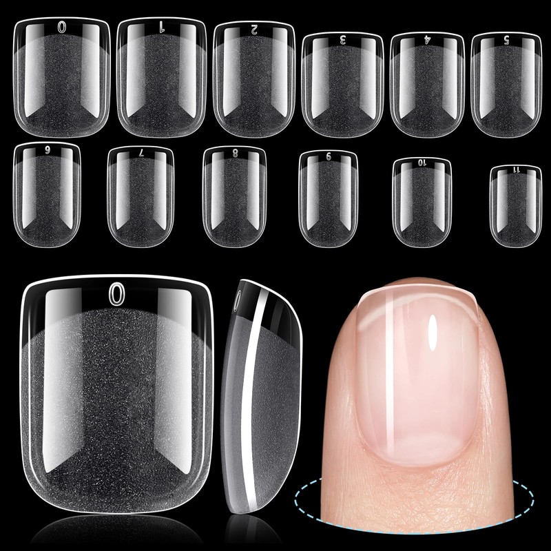 TOMICCA Puntas de Uñas Postizas Cuadradas Extra Cortas, Puntas de