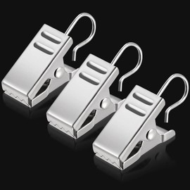 Stainless Steel Shower Curtain Hangers - 40pcs Small Metal Clips with Hooks and Rings for Home Window Pole Decoration