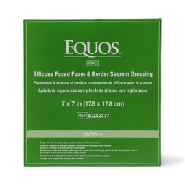 EQUOS 5-Layer Foam Wound Dressing, Gentle Silicone Adhesive, 5 Pack 7"x 7" Sacrum Dressings, Waterproof Wound Dressing Bandage for Wound Care