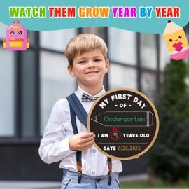 WALENGIF First & Last Day of School Chalkboard - 9.8" Double Sided Back to School Board Sign for Kids Girls Boys - 1st Day of Preschool Pre-K Kindergarten 1st Grade Photo Props Gifts for Duaghter Son