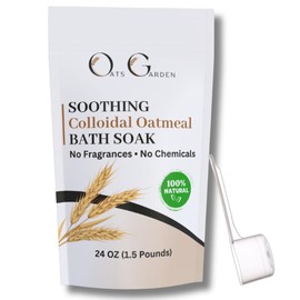 Soothing Oatmeal Bath Soak - 100% Natural - Eczema, Psoriasis, Diaper Rash, Skin Irritations Fragrance Free 24 oounce - Oats Garden