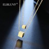 ELBLUVF - Collar con colgante cuadrado de acero inoxidable, chapado