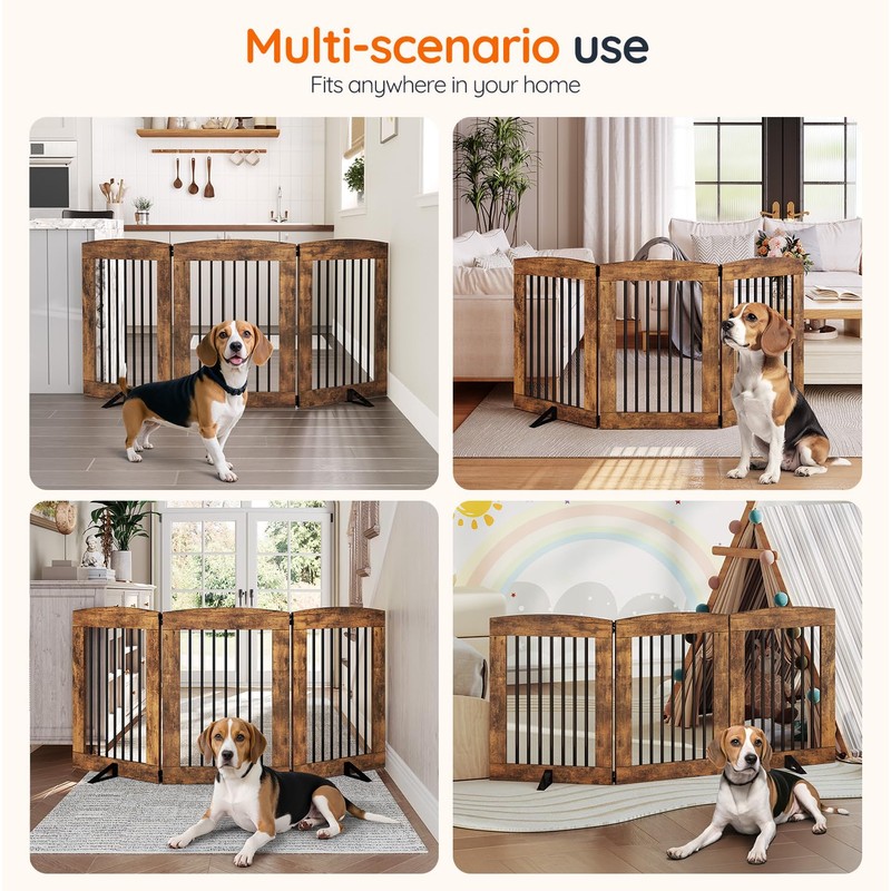 HOOBRO Indoor Dog Gate with Support Feet, Freestanding Pet Gate