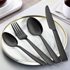 Wildone 60-Piece Black Silverware Set, Stainless Steel Flatware Square Cutlery