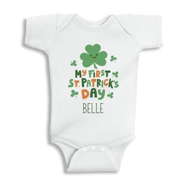 TATY Kids My First St. Patrick's Day Belle Baby Infant One Piece Bodysuit 6 Months White