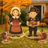 DoubleFill 4 Pcs Thanksgiving Pilgrim Boy and Girl Yard Sign