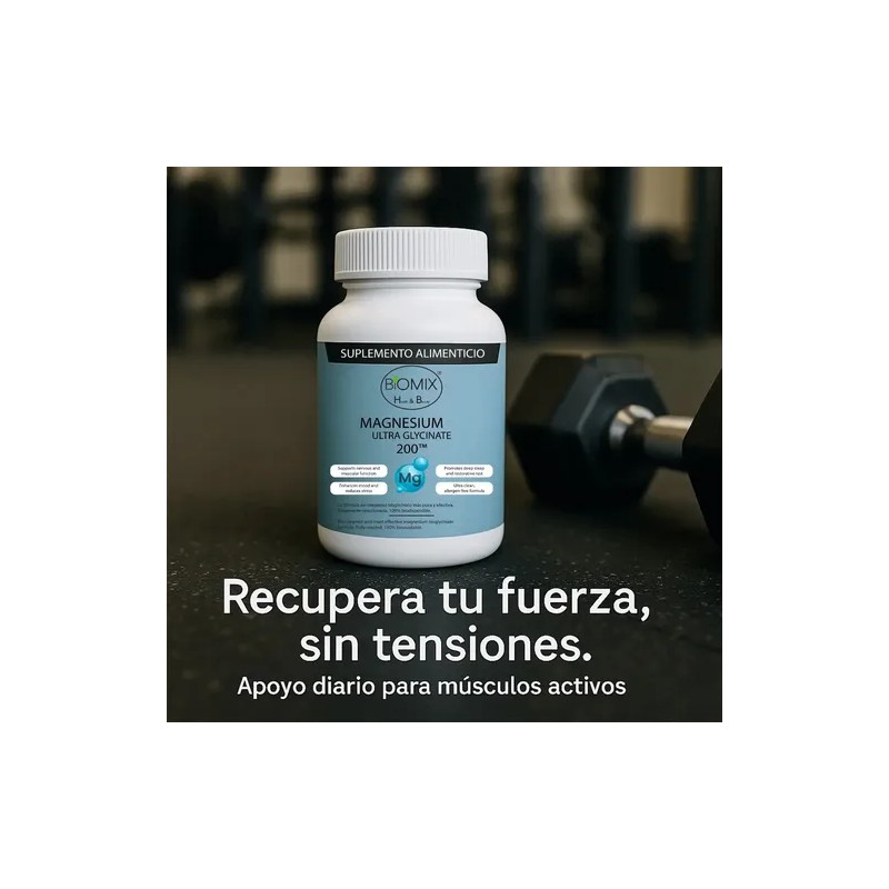 Magnesio Bisglicinato Puro Biomix Health Beauty 200 Sueño Estrés Cápsulas
