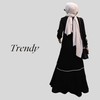 Abaya for Muslim Women Zipper and Stripe Detail on Skirt