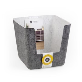 Three by Three Seattle felt·like·it!™ Large Cubby Storage Bin Set of 2 – Eco-Friendly Recycled Felt Bins for Home & Office Organization, Charcoal