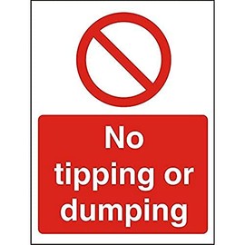 Seco No Tipping Or Dumping Sign, 150mm x 200mm - 1mm Semi Rigid Plastic