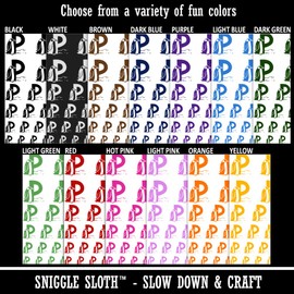 Animal Alphabet Letter P for Penguin Temporary Tattoo Water Resistant Fake Body Art Set Collection - Black (One Sheet)