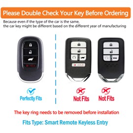 Sindeda for Honda Key fob Cover with Leather Keychain Soft TPU Full Cover Protection,for 2022 2023 2024 2025 Civic Accord HR-V Pilot CR-V,4-Buttons Key Fob Shell(Silver)