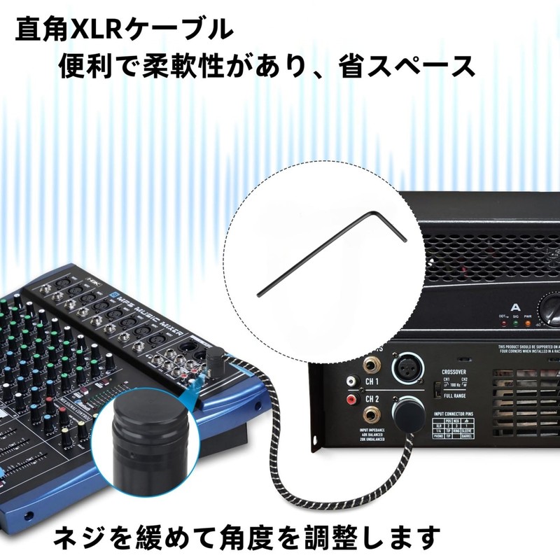 NCGGGY Microphone Cable, 360 Degree Rotating Right Angle XLR Cable,