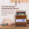 MyGift Modern Brass Tone Metal & Caramel Leatherette Desktop Folder