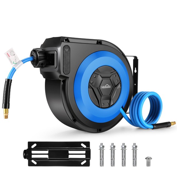 Himimi 50FT + 6.6FT Retractable Air Hose Reel, Ceiling/Wall Mount