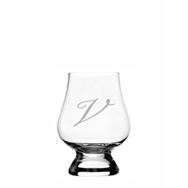 V Bix Script Monogram Etched 2.5oz Wee Whisky Glass Compatible With Glencairn Accessories