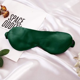 THXSILK 22 Momme Mulberry Silk Eye Mask, Super Smooth Sleep Mask, Soft Eye Cover for Good Night Sleep, Comfortable Travel and Nap, with Wide Head Strap for Woman/Man/Kids,Emerald Green