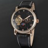 FORSINING Male Automatic Watch PU Leather Strap Analog Wristwatch(White Rose