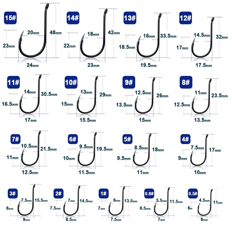9KM DWLIFE 100pcs Black Chinu Hooks with Tube Worm Soft
