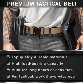 TECEUM Tactical Belt – Coyote B6 L – Heavy-Duty Military, Work, Hiking,Rigger, Utility, EDC Men’s Belts – Quick-Release – Nylon Web