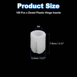 uxcell 100Pcs 0.21"x0.31" Hinge Dowels, Plastic Dowel Insert for Cabinet Door Hinges Furniture Connections, White