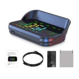 AZIJYV Heads Up Display for Cars, Color GPS Speedometer M23, HUD Display Car Windshield with Speed MPH, Compass Direction, Overspeed Alarm,Adaptive Sensing Light, USB Cable Plug & Play