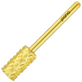 PANA Flat Top Large Barrel 1/8" Shank Size - (Gold, 4X Coarse Grit) - Fast remove Acrylic or Hard Gel Nail Drill Bit for Manicure Pedicure Salon Professional or Beginner