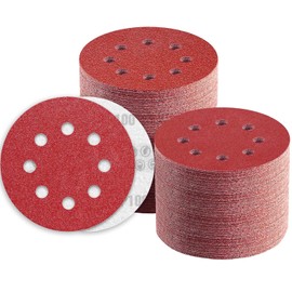 TWSTYFAL Sandpaper 125 mm Velcro 100 Grit 8 Hole Sanding Discs 125 mm Round Velcro for Random Orbital Sanders (Pack of 80)