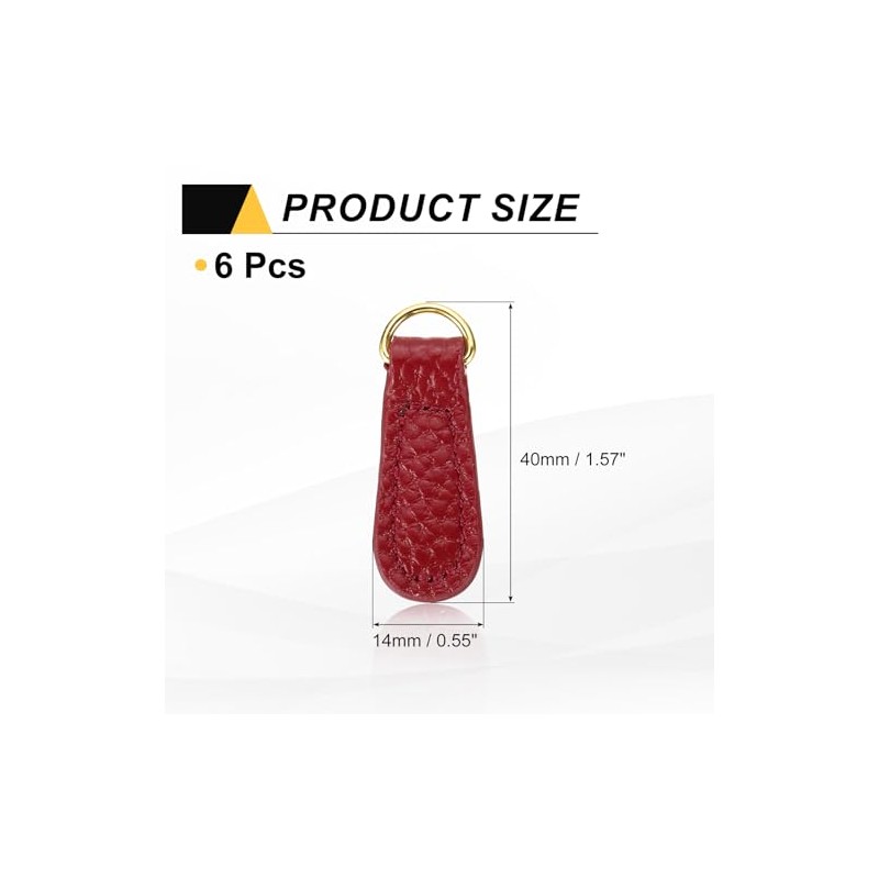 sourcing map 6pcs Zipper Pull, 1.57 Inch Litchi Leather Zip