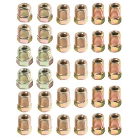 YAKEFLY 32PCS Brake Line Fittings,Brass Brake Line Fittings Kit,Metric Brake Line Invert Flare Fittings Brake Line Fittings Assortment,Brake Line Fitting Kit for 3/16" and 1/4" Inverted Flares