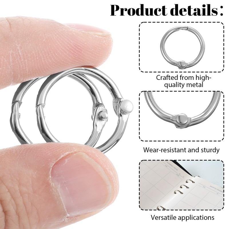 100PCS 1/2 Inch Binder Rings, Small Loose Leaf Book Rings,
